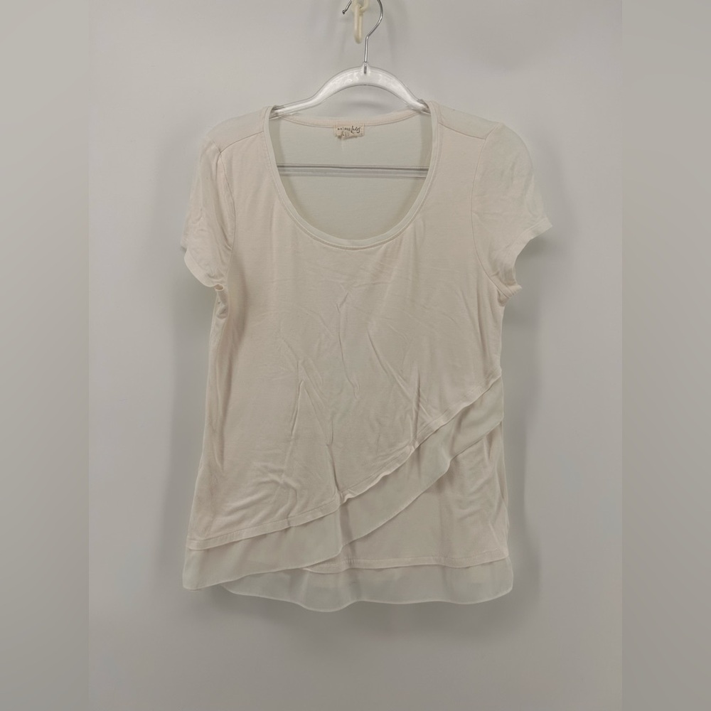 Maison Jules Short Sleeve  Top Blouse Chiffon Bottom Women's M Medium